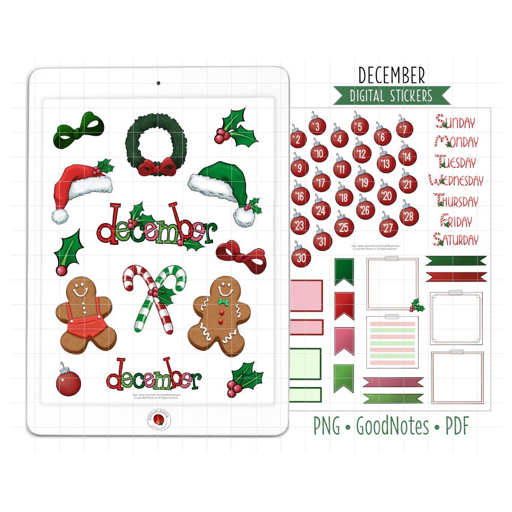 US Holidays and Seasons Digital Planner Stickers, Goodnotes