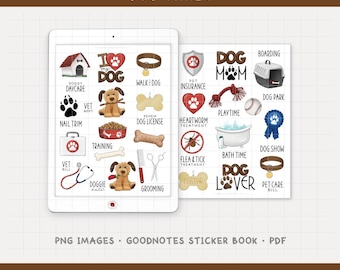 Dog Owner Digital Planner Stickers - Pet Care Icons (PNG, GoodNotes, PDF)