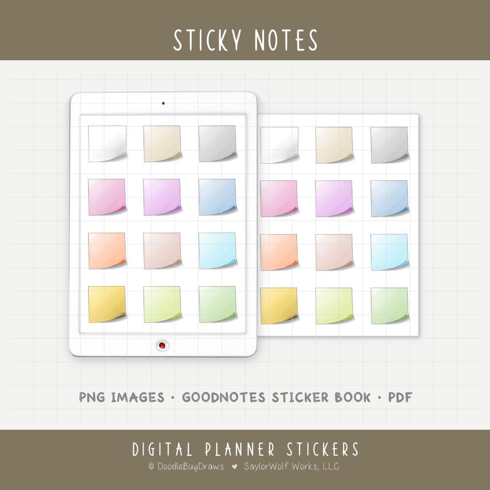 Sticky Notes Digital Planner Stickers for Reminders & To-do Lists (PNG ...