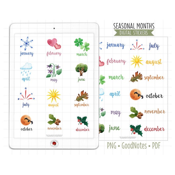 Printable Month Name Planner Stickers