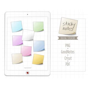 Sticky Notes Digital Planner Stickers, GoodNotes Stickers, Pre-Cropped PNG, Printable PDF, Reminders, To Do List, Journal Stickers