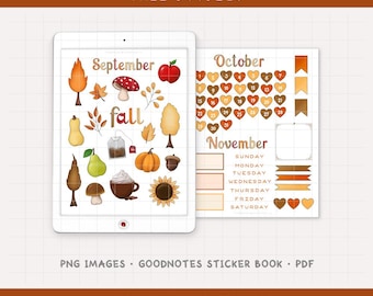 Cozy Fall Doodles - Monthly Digital Planner Sticker Kit for Autumn Months (PNG, GoodNotes, PDF)