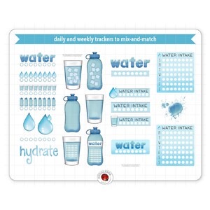 Hydrate, Water Tracker Digital Planner Stickers, Goodnotes Stickers ...