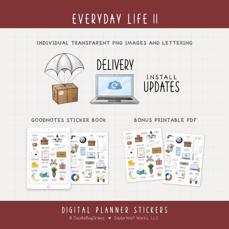 Everyday Life II Digital Planner Stickers - Daily Activities, Routines ...