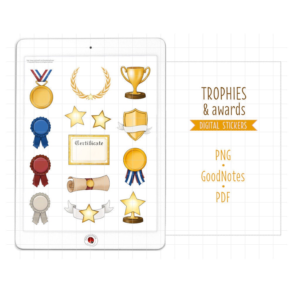 Sandylion Trophy and Metal Sparkly Stickers 3 Repeat Squares 