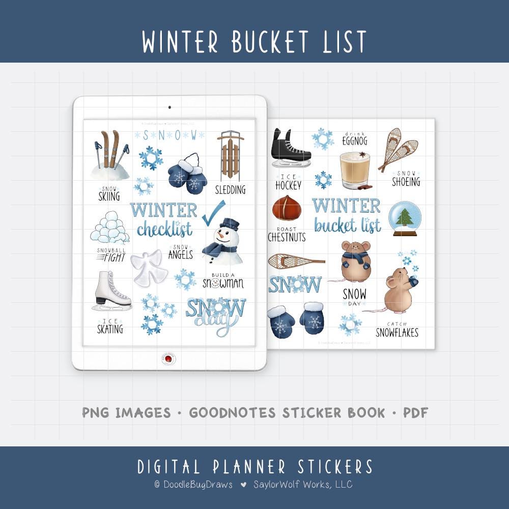 Winter Bucket List Digital Planner Stickers - Fun Seasonal Activity ...