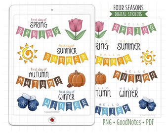 US Holidays and Seasons Digital Planner Stickers, Goodnotes