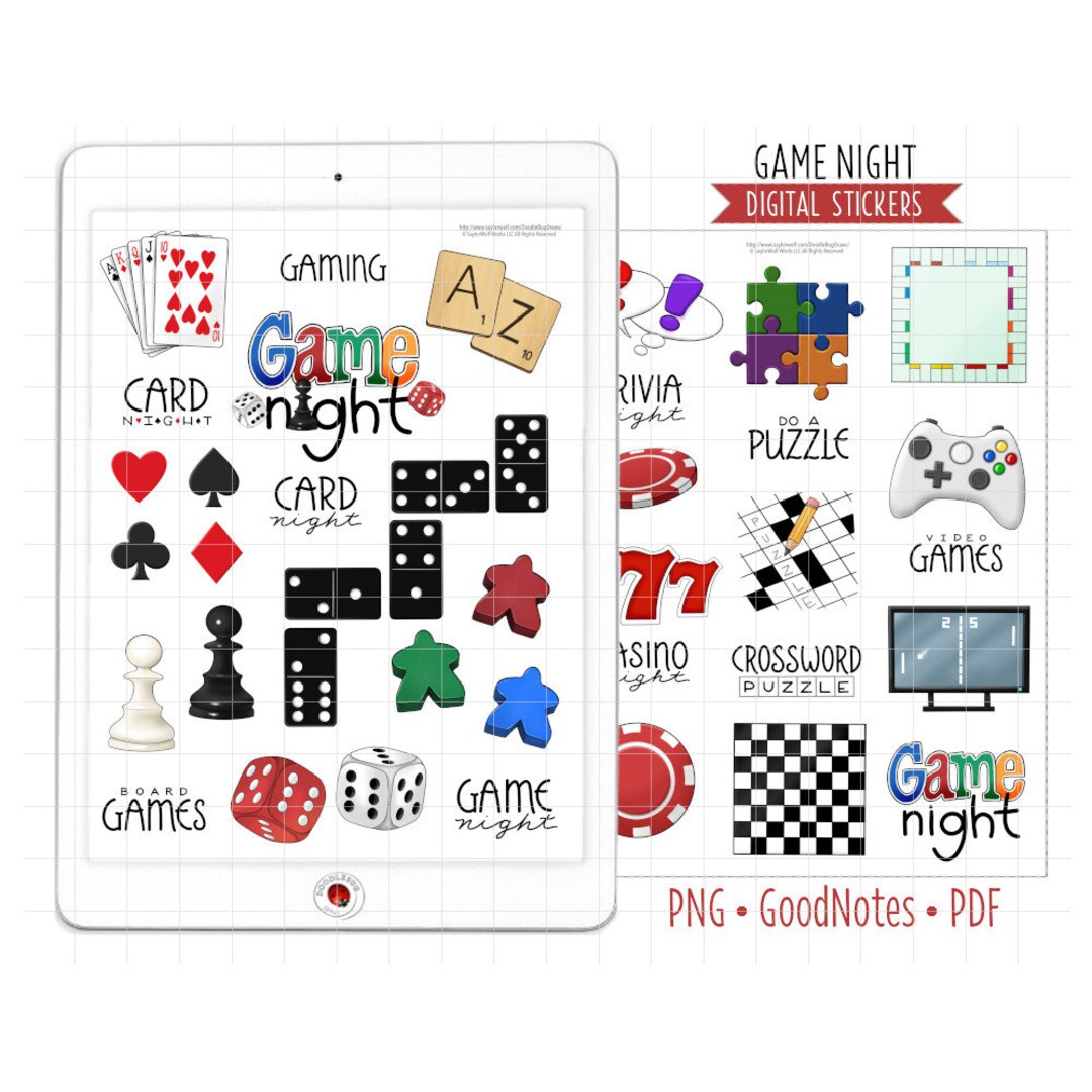 Game Night Digital Planner Stickers Goodnotes Stickers - Etsy