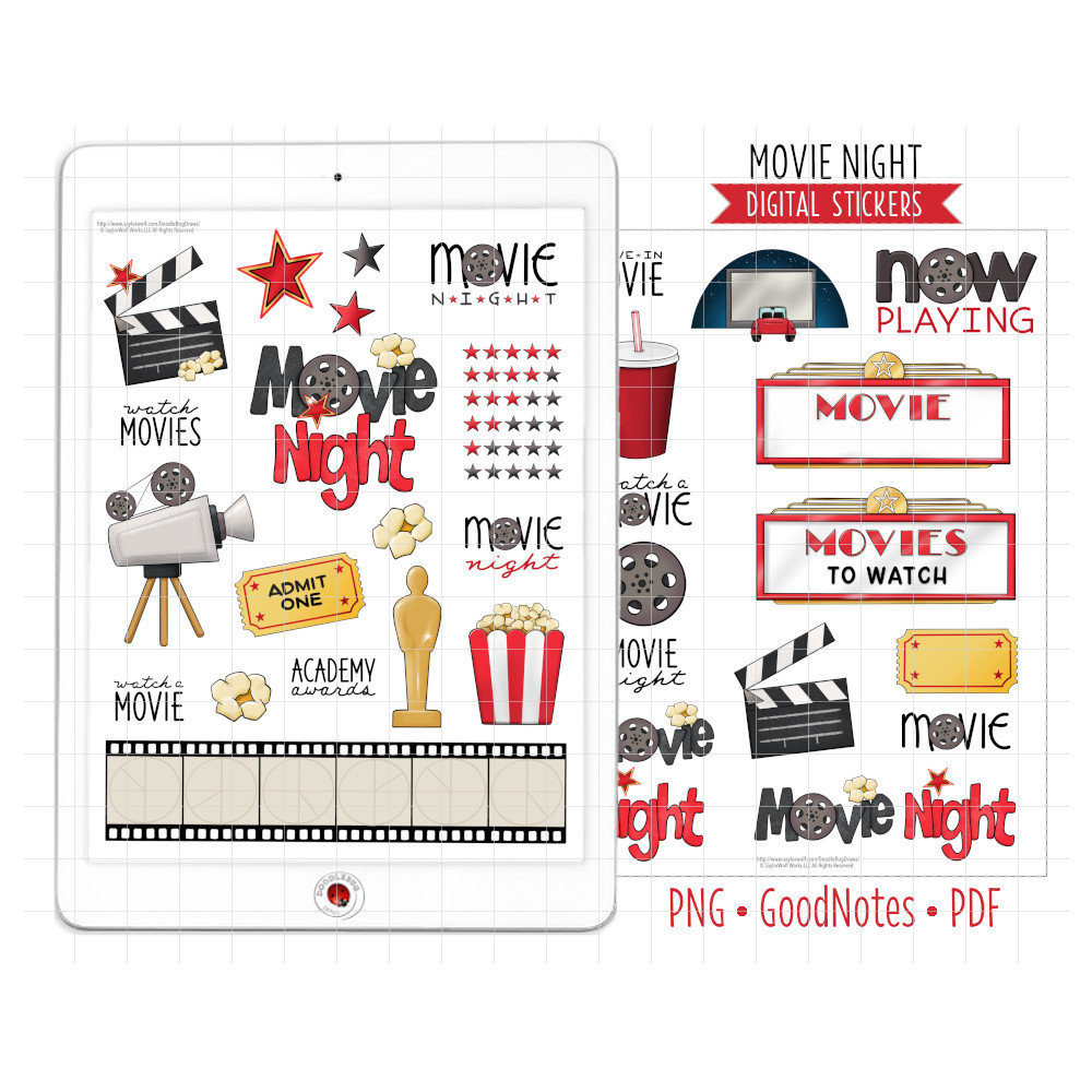 Sticker Sheet Movie Journal Bullet Journal Film Stickersheet, Cute BUJO  Stickers, TV Shows, Cinema Ticket, Popcorn, Soda, Camera 
