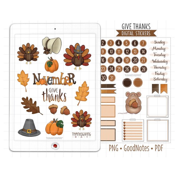 Thanksgiving Printable Scrapbooking Kit Autumn Stickers Printable Stickers  Planner Stickers Paper Crafting 