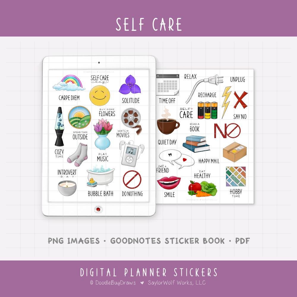 Self Care Digital Planner Stickers - Me Time - Cozy Solo Activity Icons ...