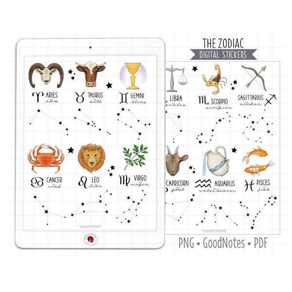 Zodiac Stickers Etsy