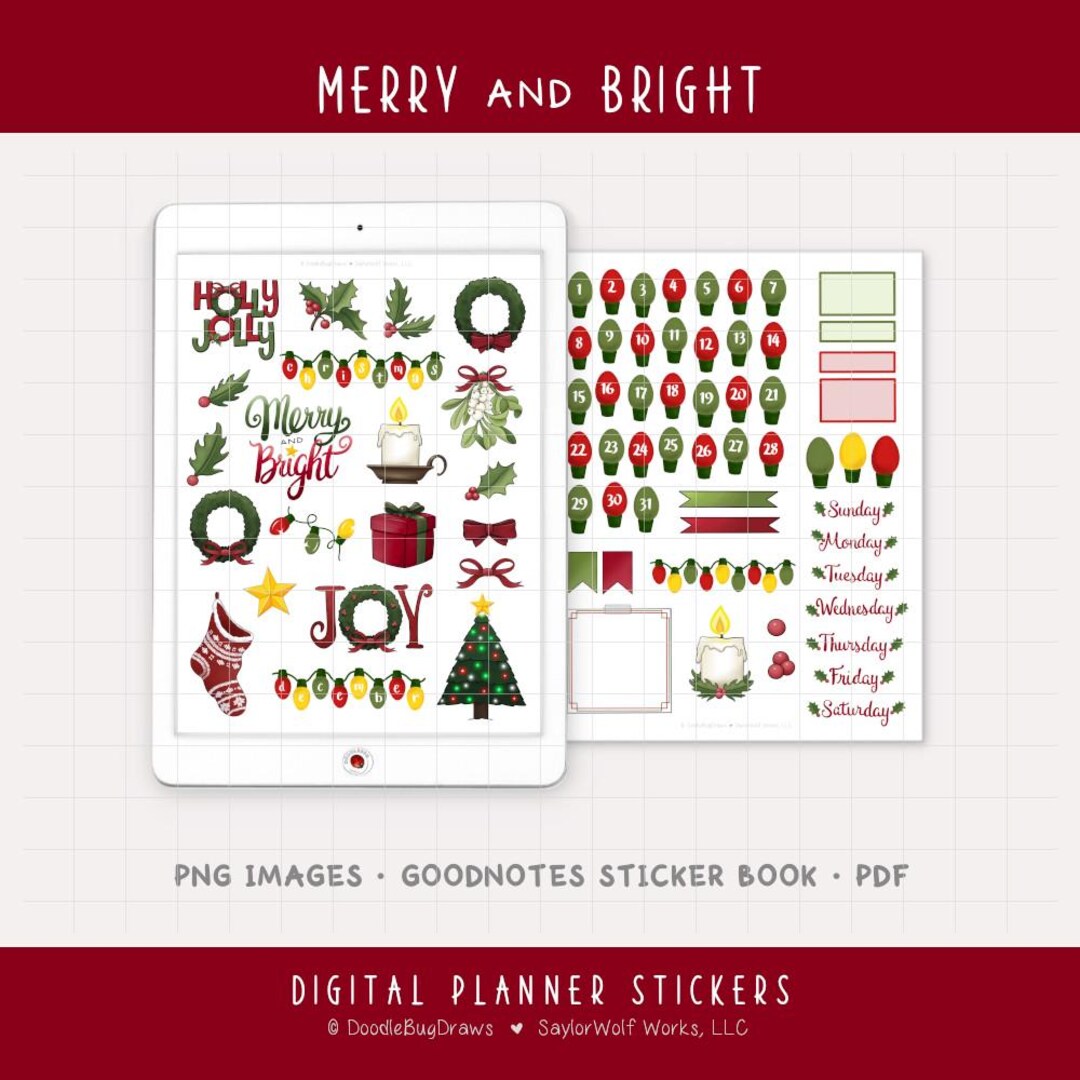 Christmas Decorations - December Monthly Digital Planner Sticker Kit ...