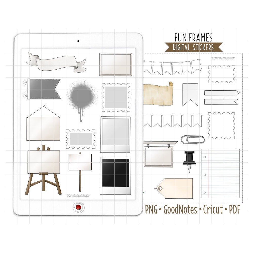 Fun Frames Digital Planner Stickers - Backgrounds \u0026 Borders (goodnotes,  PNG, Cricut, Printable PDF) - Etsy, image size:1000x1000