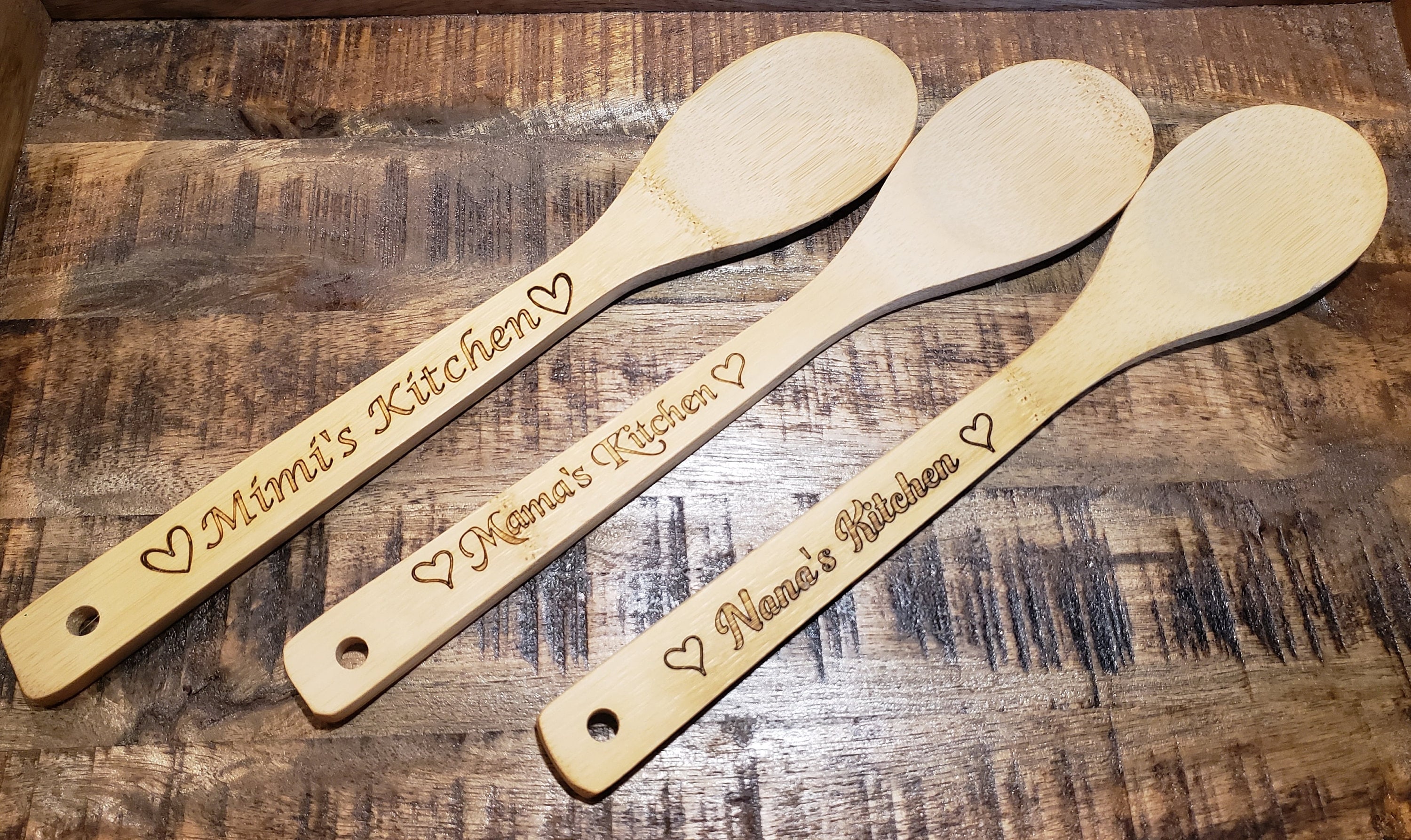 Laser Engraved Bamboo Spoon / Wooden Spoon / Kitchen Spoon / Etsy