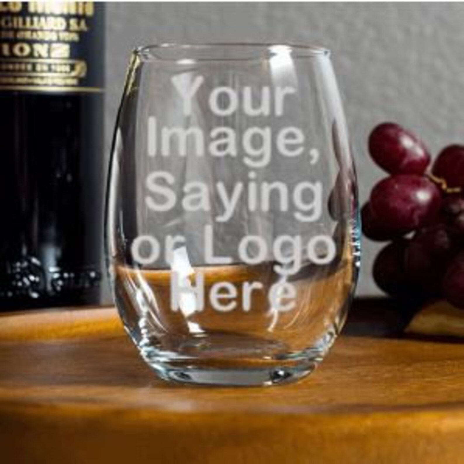 Etched Stemless Wine Glass / Your Image Saying or Logo Here / Etsy
