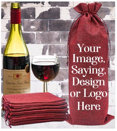 SIKO Burlap Wine Bags for Wine Bottles Gifts with Funny Quotes - 6pcs Multicolor Reusable Bottle Bags with Drawstrings & Gift Tags for Wedding
