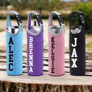 Personalized Water Bottle Sleeve, Drink Carrier, Water Bottle Drink Sleeve, Neoprene Water Bottle Holder With Handle, Beverage Holder