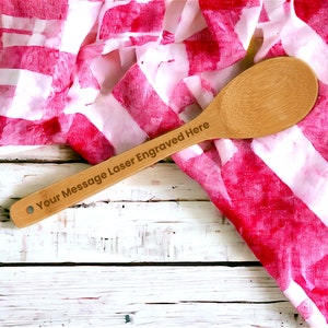 Laser Engraved Bamboo Spoon, Custom Personalized Wooden Spoon, Kitchen Spoon, Mixing Spoon