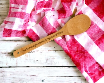 Laser Engraved Bamboo Spoon, Custom Personalized Wooden Spoon, Kitchen Spoon, Mixing Spoon