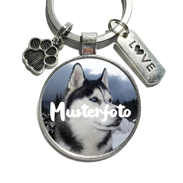 personalisierbarer Hunde Schlüsselring mit eigenem Foto ∞ Hunde Schlüsselanhänger mit 2 Anhängern ∞ Geschenkideen von CrystalsAndPearlsIH