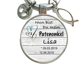 Schlüsselanhänger *Jetzt Patentante/ -onkel* ∞ *Jetzt Patenonkel/-tante* Schlüsselring ∞ Geschenkideen von CrystalsAndPearlsIH