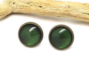 green Cabochon Earring *Runway*, ∞ dark green ear stud ∞ unique gift ideas by CrystalsAndPearlsIH