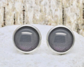 grey Cabochon earrings * Breath*, ∞ grey Ear stud, ∞ unique gift ideas by CrystalsAndPearlsIH