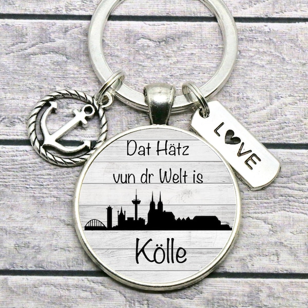 Köln Skyline Schlüsselring ∞ *Dat Hätz vun dr Welt is Kölle* mit 2 Anhängern ∞ Geschenkideen von CrystalsAndPearlsIH