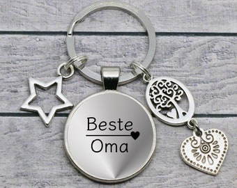 keyring *Best grandma* with 2 charms ∞ unique gift ideas by CrystalsAndPearlsIH Nr. 647