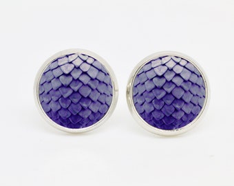 lilac earrings  "Dragon skin" - lilac cabochon ear studs - unique gift ideas by CrystalsAndPearlsIH