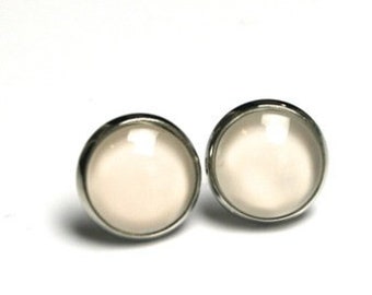 nude Cabochon earrings *Limo-scene*, ∞ cream ear studs ∞  wedding earrings ∞ gift ideas
