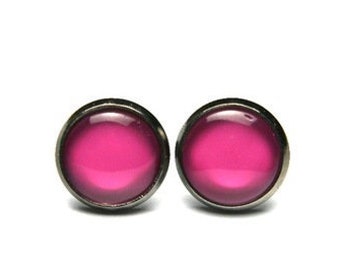 clous d'oreilles roses "pink candy", ∞ boucles d'oreilles roses n°167