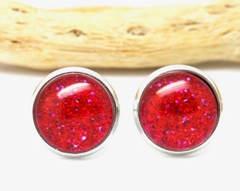 red shining Earrings *Bring It!* - red Ear studs ∞ birthday gifts for her ∞ earrings for sensitiv ears by CrystalsAndPearlsIH