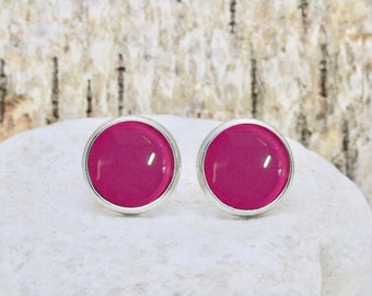 magenta Cabochon Earring *Get Ready*, ∞ pink ear stud ∞ earrings for sensitive ears by CrystalsAndPearlsIH