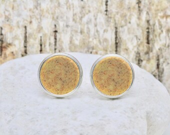 Earring / Earstud / *Honey Fluff* / beige Cabochon Earstud / Cabochon Earring / colour: beige, yellow, orange