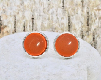 orange ear studs "In my back Pocket", ∞ orange Cabochon earrings ∞ unique gits ideas by CrystalsAndPearlsIH