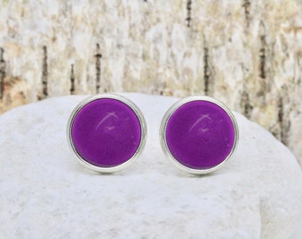 purple ear studs "Atomic Purple",∞ purple earrings ∞ unique gift ideas by CrystalsAndPearlsIH