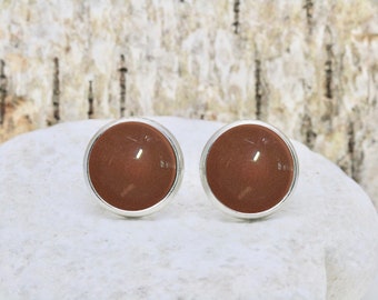 brown Cabochon Earring, ∞ Cabochon Earstud, ∞ Design * Loamy Ground *, ∞ gift ∞ jewelery ∞ colour: brown