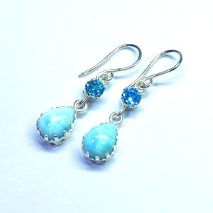 Natural Larimar Earring, 925 Sterling Silver Earring, Dangle Earring, Handmade Earring, Larimar Jewelry, Dainty Earring, Latest Earring