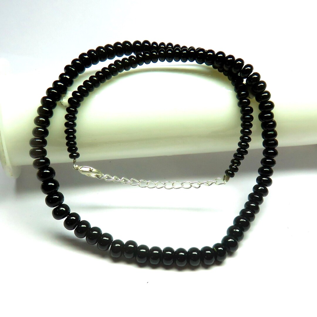 Collar Con Colgante Tallado De Obsidiana Negra Para Mujeres Y