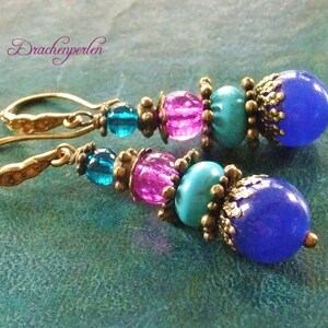 Agate earrings blue purple turquoise vintage style ethnic image 10