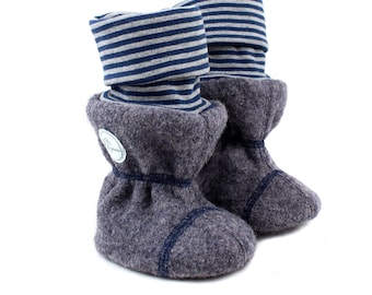 Bottillons de portage 100% SchurWollwalk chaussons pour porte-bébé | Promenade en laine vierge | nourri | avec la taille des poignets. 15 -22 *anthracite/bleu gris