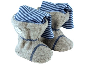 Carrying boots size. 18| 100% SchurWollwalk booties for the baby carrier | New wool walk | fed | with cuffs| *gray/light blue-blue