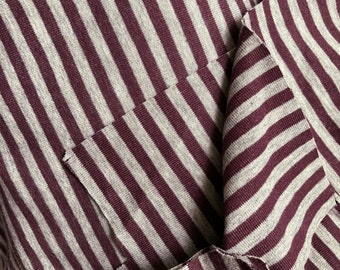 Sweatshirt fabric jersey stripes fabrics by the meter sew yourself cotton bordeaux light gray from 0.5 m