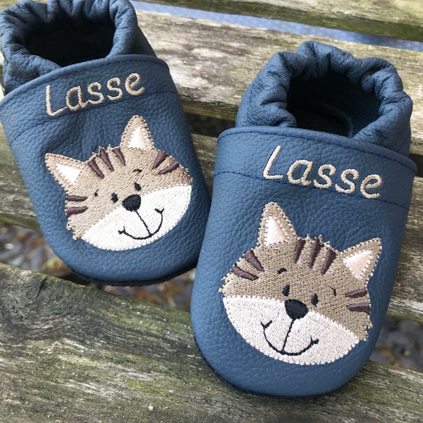 Ab 29,00 Euro: Lederpuschen "Katze" Div Farben/Name inklusive