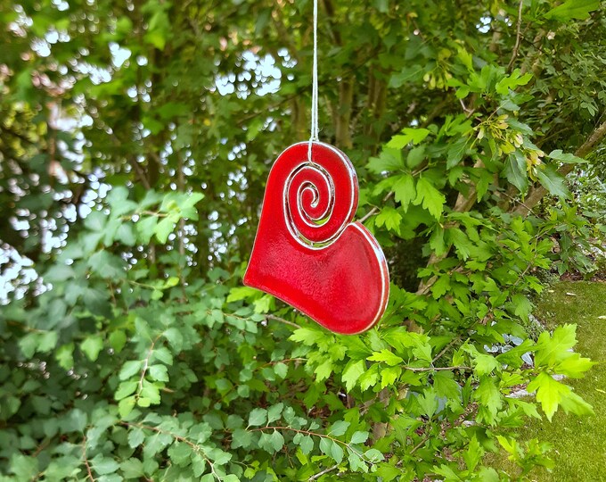 Windspiel aus Keramik Klangherz rot/natur Etsy.de