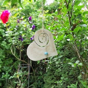 Windspiel aus Keramik Klangherz rot/natur Etsy.de