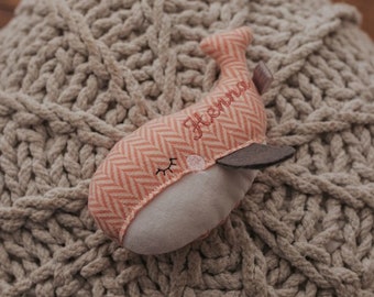 Baby whale gripper with name and desired color