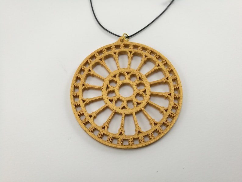 3D print necklace with pendant Medieval rose window Ostuni Cathedral collana con pendente
